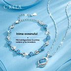 ✨💎💎Serce oceanu 925 srebro bransoletka + naszyjnik zestaw