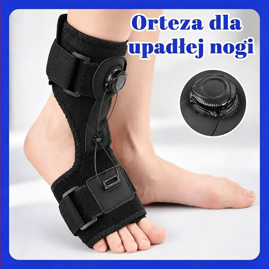 💥 -50% | 59,5 zł/szt. 🦶【2 szt.】Orteza na Opadającą Stopę – Regulacja Pokrętłem, Stabilizacja i Komfort 24/7