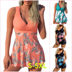 🌴🏖️🌈【50% zniżki】🔥🔥【S-5XL】😍2026 Nowy zestaw kostiumów kąpielowych dla kobiet w dużych rozmiarach z nadrukiem, szorty, spódnica z rozcięciem na plecach, szybkoschnący materiał
