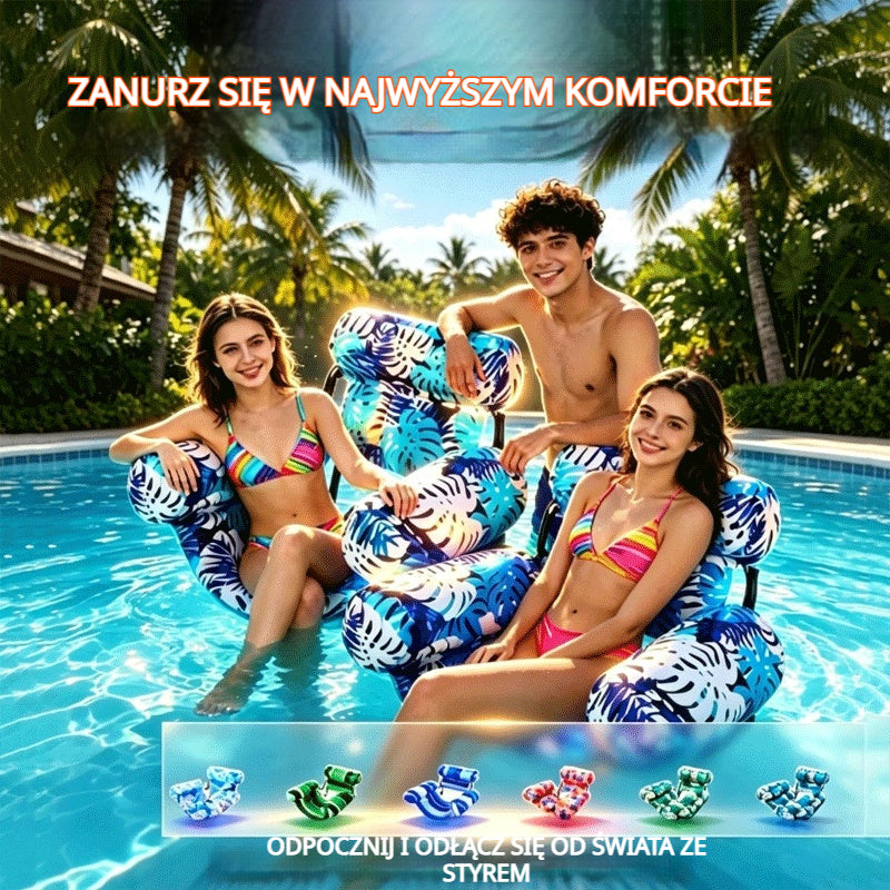 💦📢 Składany pływający materac z oparciem